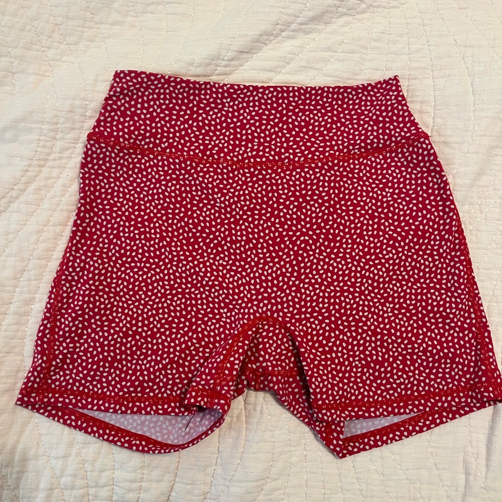 BuffBunny Red and White Bike Shorts with Polka Dots